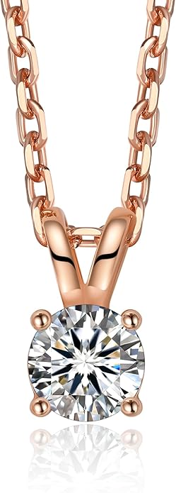 MomentWish Moissanite Solitaire Pendant Necklaces for Women Sterling Silver 0.3/0.5/1/2-Carat D Color VVS1 Clarity Mossanite Jewelry for Women