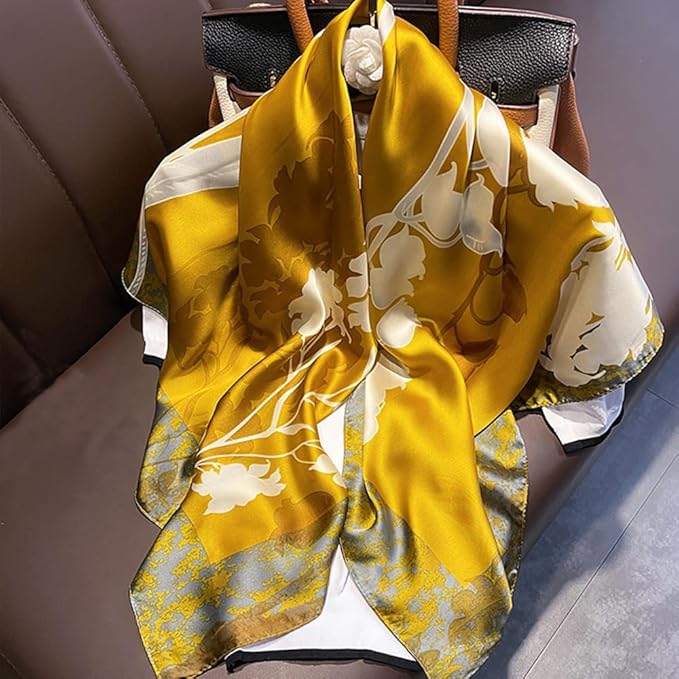 Clysoru Silk Scarf For Women Hair Scarves Lightweight Satin Elegant Shawl Wraps Bufanda Mujer Fashion Accessories 70.8"X35.4"