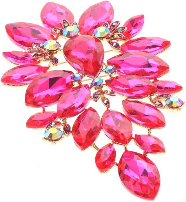Extra Large Crystal Flower Brooch