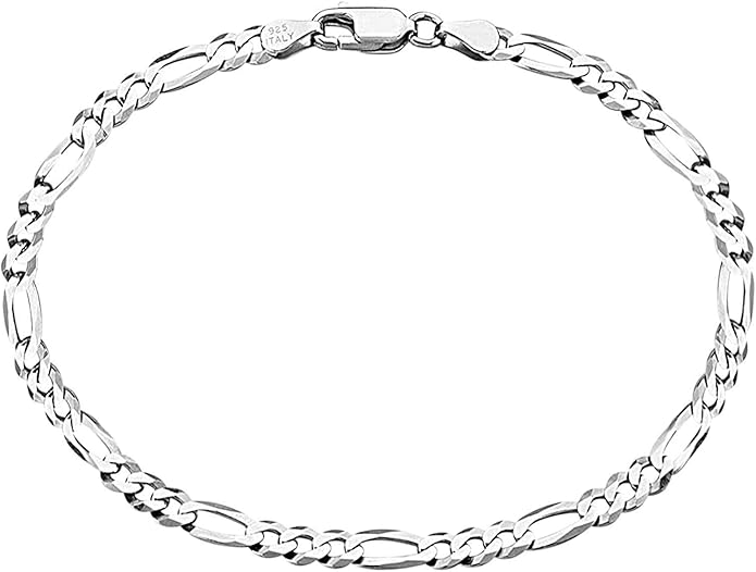 Savlano 925 Sterling Silver Solid Italian Figaro, Rope,Herringbone, Curb, Ball Bead, Snake, Mariner Chain Anklet for Women, Comes in 0.8mm - 5mm With Gift Box