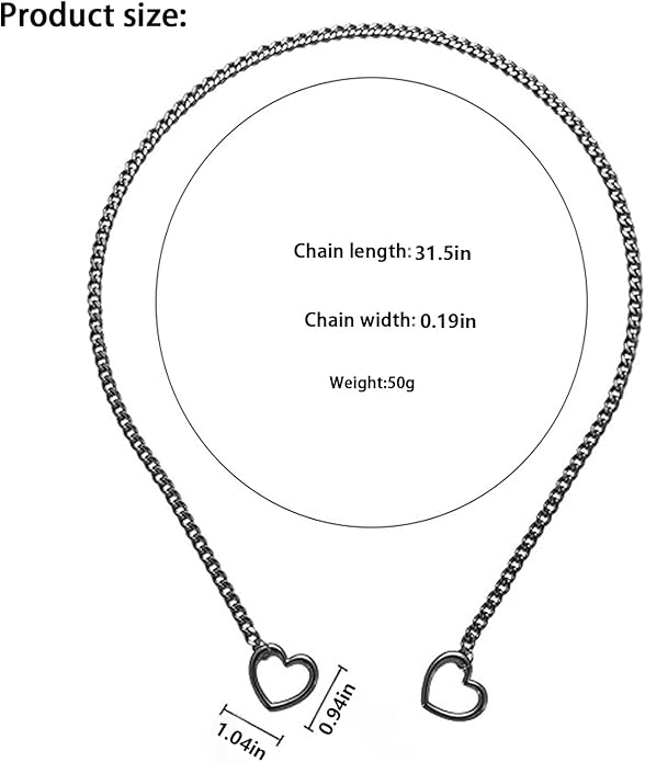Heart Y-Necklace for Women Stainless Steel Heart Slip Chain Necklaces Adjustable Punk Gothic Cuban Collar Choker Fashionable Holiday Birthday Jewelry Gifts