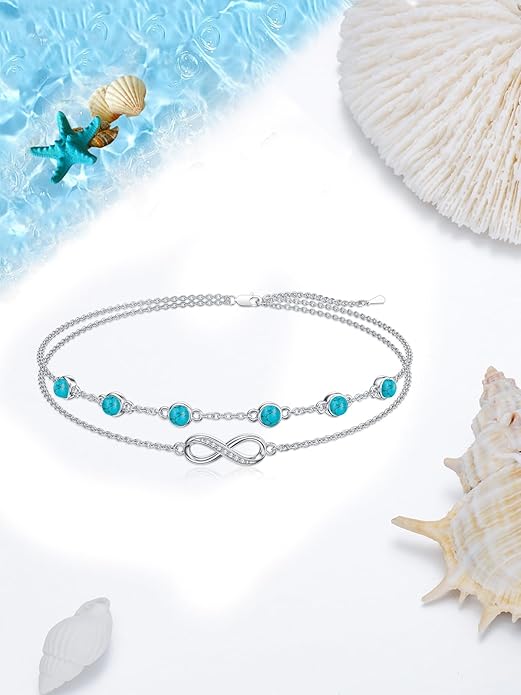 Dorunmo Anklet Bracelets For Women 925 Sterling Silver Birthstone/Infinity/Butterfly/Evil Eye/Turtle/Pineapple/Starfish/Heart Anklets Bracelets Jewelry Gifts for Women