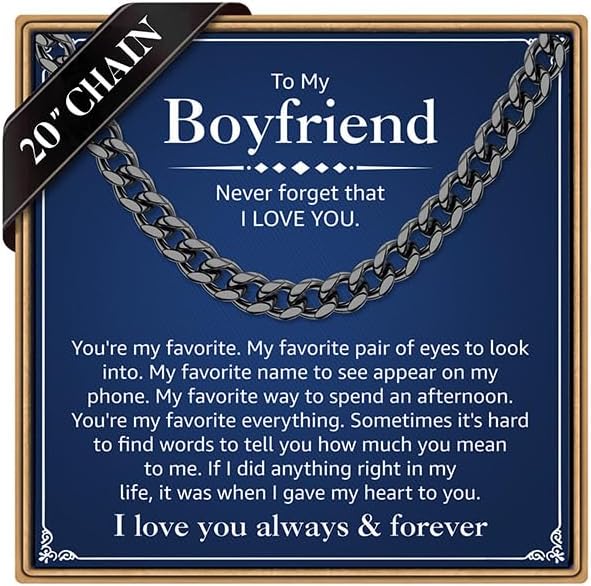 PAERAPAK Cuban Link Chain Gifts for Men Him - Necklace Gifts for Husband Son Grandson, Anniversary Fathers Day Birthday Gift for Men Husband, 7mm Width Stainless Steel Cuban Chain Necklace Jewelry