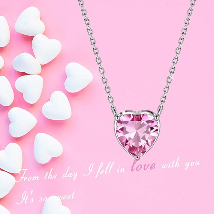 Aurora Tears 925 Sterling Silver 12 Birthstone Hearts Jewelry Women Crystal Wedding/Engagement/Bridal Heart Necklace/Earring/Ring/Bracelet Sets Jewellery