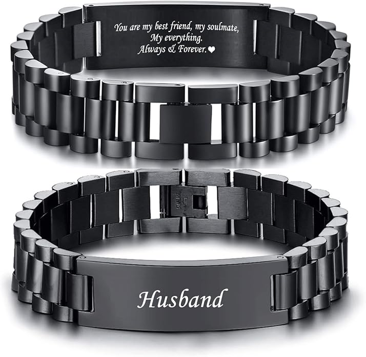 VNOX Masculine Watch Band Stainless Steel Link Bracelet Personalized Jewelry Gift for Men DAD Father Husband Boyfriend