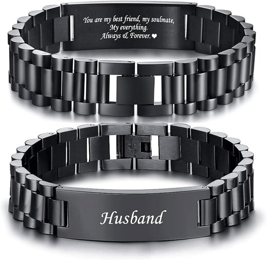 VNOX Masculine Watch Band Stainless Steel Link Bracelet Personalized Jewelry Gift for Men DAD Father Husband Boyfriend