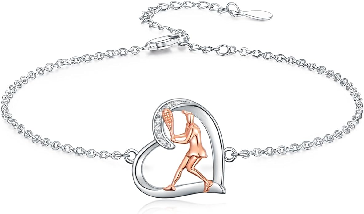 Volleyball/Tennis/Golf Bracelet 925 Sterling Sliver Heart Sports Bracelets Jewelry Gifts for Women Mom Lover Player