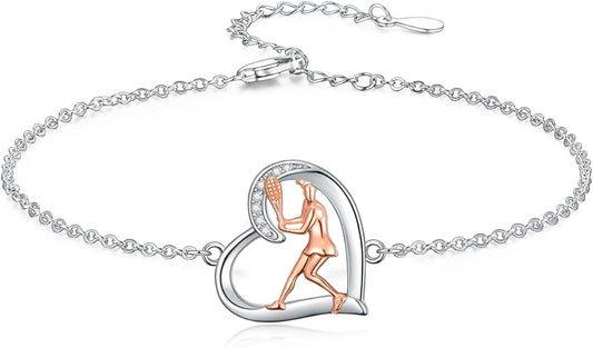 Volleyball/Tennis/Golf Bracelet 925 Sterling Sliver Heart Sports Bracelets Jewelry Gifts for Women Mom Lover Player