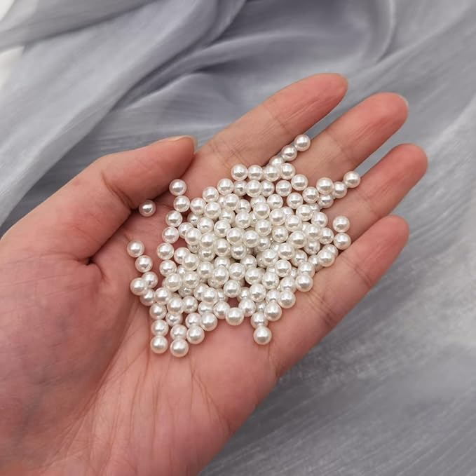 INSPIRELLE 5mm White Polished ABS Undrilled Art Faux Pearls for Vase Fillers, 3800pcs No Hole Imitation Round Pearl Beads for Home Decoration