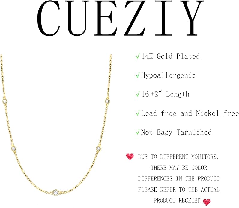 Dainty Necklaces for Women Cute Station Choker Necklace Cubic Zirconia Simulated Diamond Necklace Simple Layering CZ Necklace Trendy Jewelry Gifts