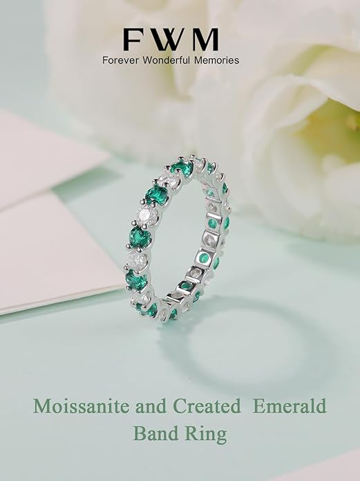 D Color VVS1 Clarity Moissanite and Sapphire/Ruby/Emerald Rings for Women, Solid 925 Sterling Silver, Anniversary Birthday Mothers Day Jewelry Gift, Stackable Wedding Ring, Size 4-11