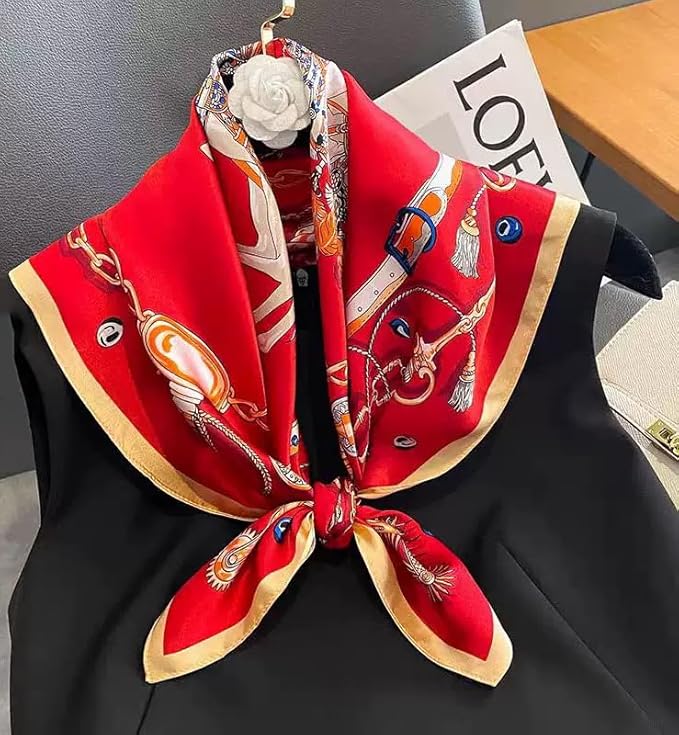 ANDANTINO 100% Mulberry Silk Square Scarf for Hair-25.6" X25.6'' Women Men Natural Silk Neckerchief Digital Printed Headscarf