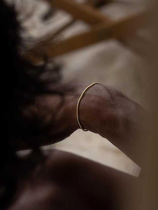 Moodear Stackable Bracelets for Men - Dainty 925 Sterling Silver/14K Gold Plated Cuff Snake Box Cuban Link Chain Bangle Bracelet Set Mens Jewelry