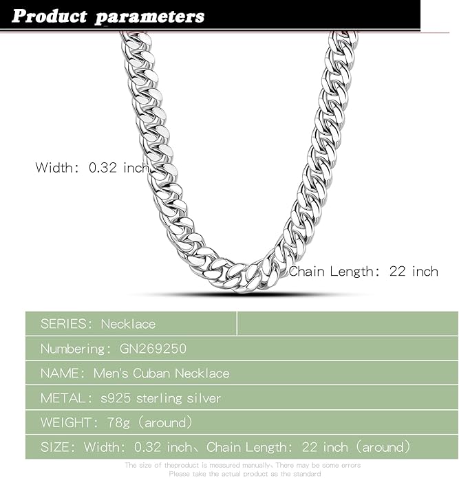 Dankadi Fashion 925 Sterling Silver Solid Miami Cuban Link Chain Necklace 8MM & 12MM- Curb Cuban Thick Big Link Choker For Men 20 "22" 24 "26" 28" Fine Jewelry