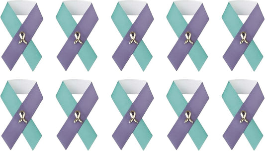 1/2/5/10/25/50/100pcs Satin Awareness Ribbon Pins (Pick your color), for Cancer & Disease Awareness, Bulk Quantities for Fundraising, Events, Gift Giving
