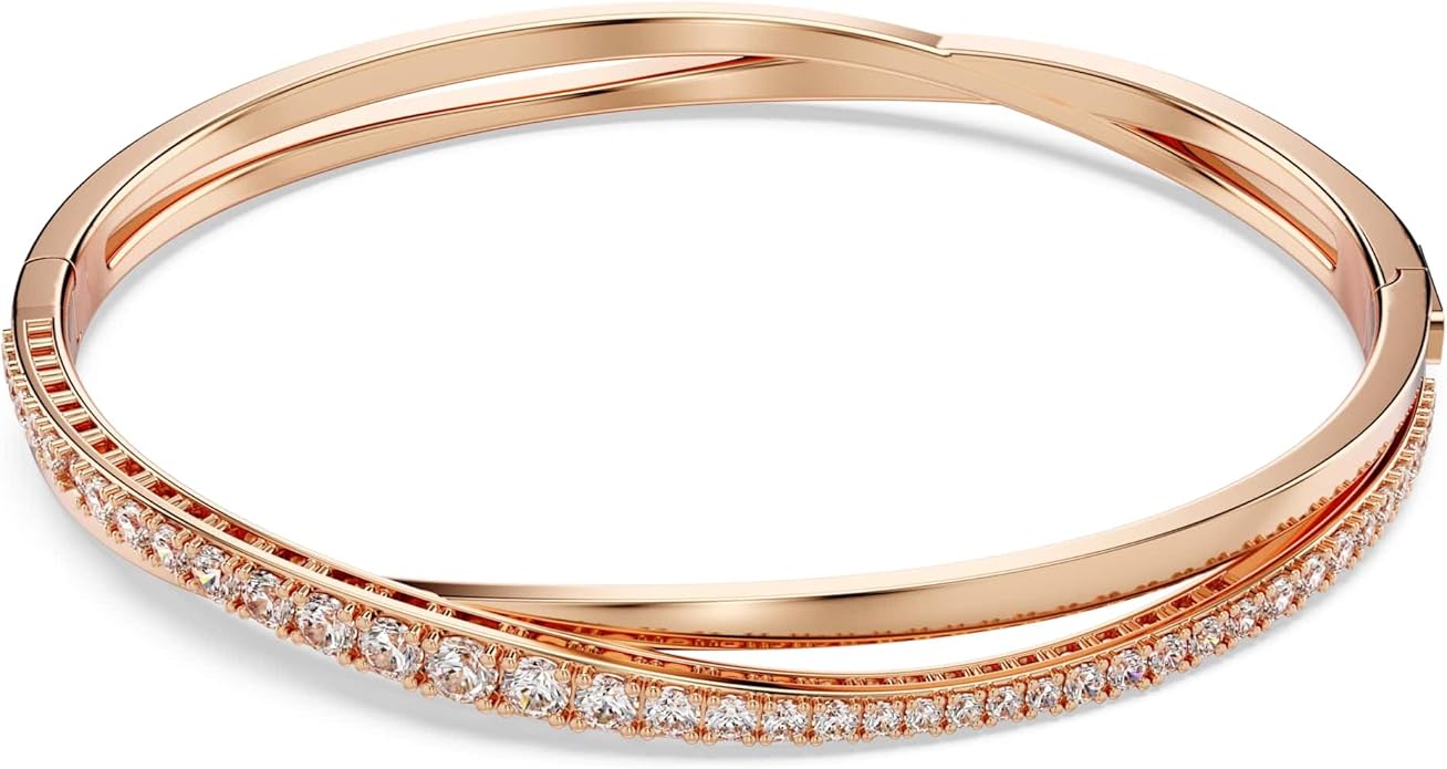 SWAROVSKI Twist Rows Crystal Bracelet Collection, Rhodium & Rose Gold Tone Finish, Clear Crystals