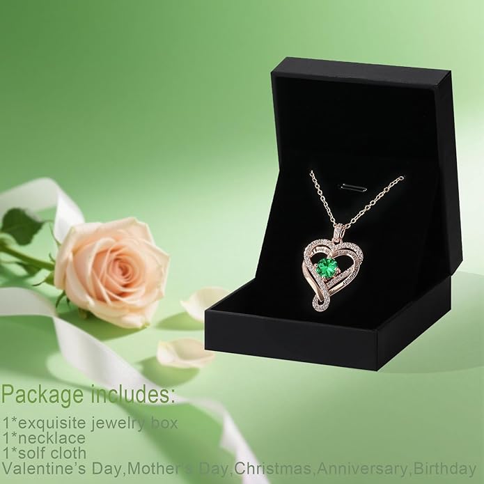 Birthstone Heart Necklaces for Women, Infinity Pendent S925 Sterling Silver Jewelry for Women, Wedding Anniversary, Birthday Mother’s Day Gifts for Mom, Mother, Wife, Girlfriend