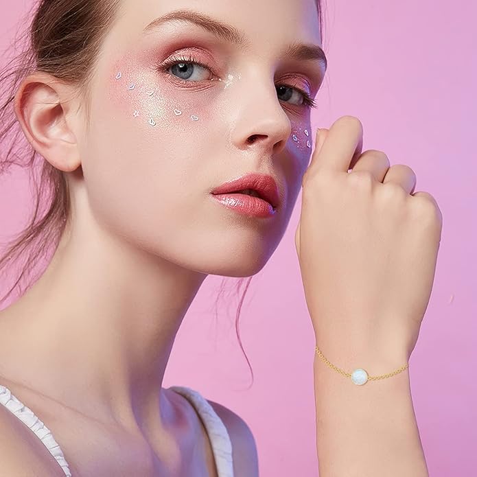 YDD 14k Solid Gold Butterfly Bracelet for Women Opal Butterfly Bracelets for Women Gold Opal Bracelet Opal Jewelry Gift for Her 6.5''-8.5''