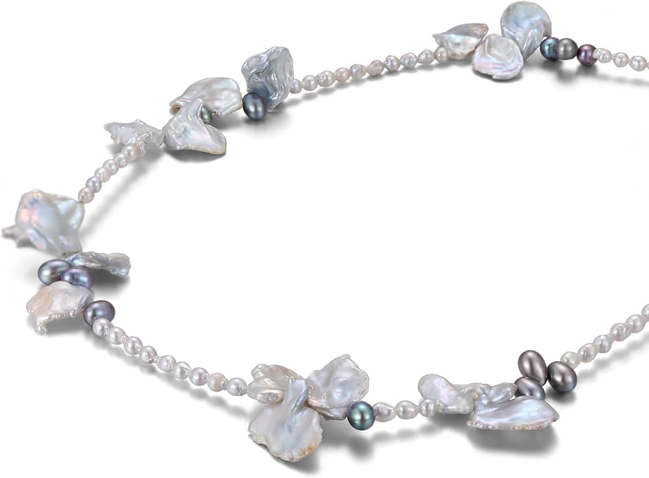 JOLI Real Pearl Necklace for Women with AAA+ Quality Round White Freshwater Genuine Cultured Pearls S925 Sterling Silver Adjustable Design Handmade Pearl Gifts
