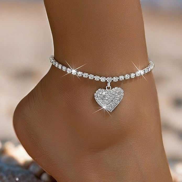Ankle Bracelets for Women Waterproof Sparkly Anklets Tennis Rhinestone Anklets for Women Starfish Infinity Heart Cross Anklet Bracelet Beach Jewelry