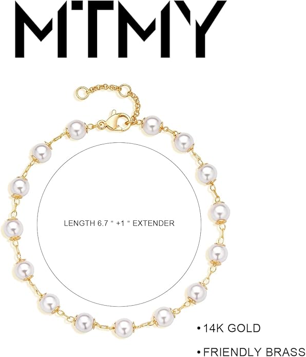 MTMY Gold Chain Bracelet for Women 14K Gold Plated Dainty Bracelets with Adjustable Chain Cute Bracelet Gold Trendy Jewelry