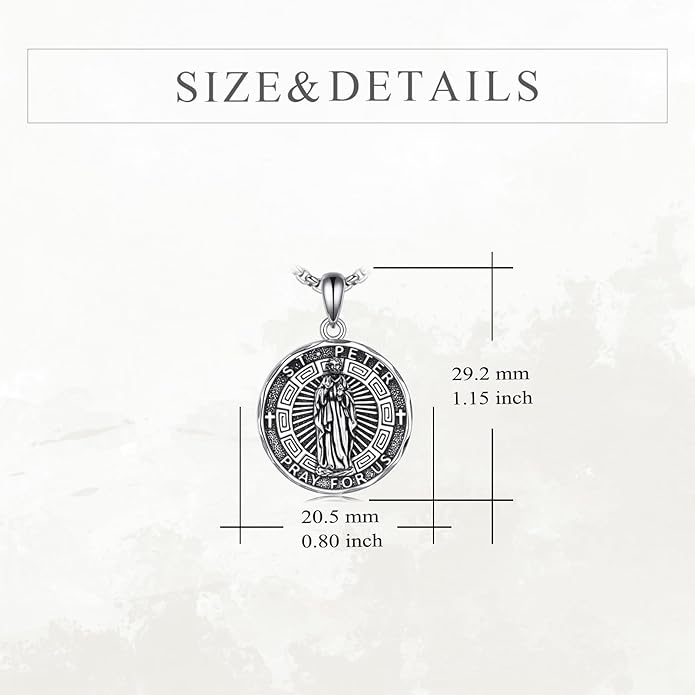 YFN Patron Saint Necklace Sterling Silver Amulet Medal Pendant Religious Protector Jewelry Gifts for Women Men