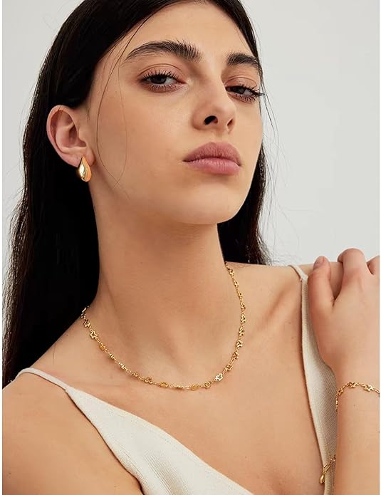 Statement Chunky Gold Earrings for Women Unique Square Stainless Steel Heaven Mayhem Button Stud Earrings Trendy Jewelry