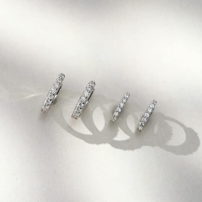 SWEETV 925 Sterling Silver Huggie Hoop Earrings for Women Girls-Tiny Small Cartilage Hoop Earring