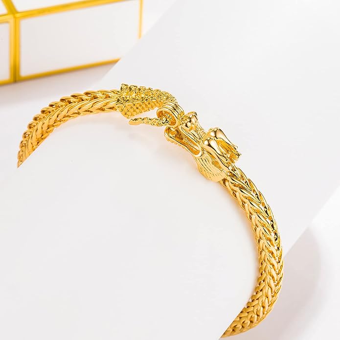 H&Beautimer Fashion 925 Sterling Silver Dragon Chain Bracelet 5MM-7 "8" 9" Solid Thick Side Link Bangle For Men Golden Jewelry Gift
