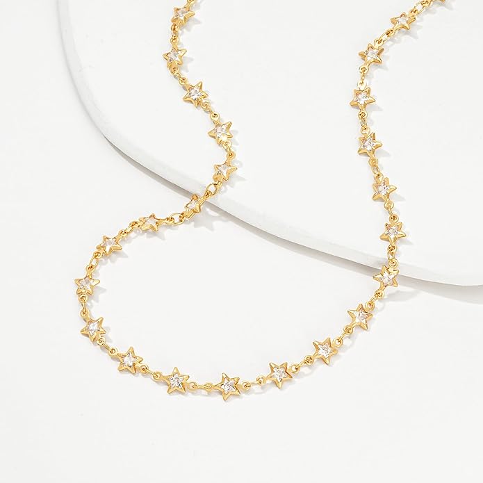 MTMY Beaded Necklaces for Women 14K Gold Plated Dainty Colorful Green/Rose Beaded Pearl Choker Necklace Delicate Boho Choker Necklace Jewelry Gift