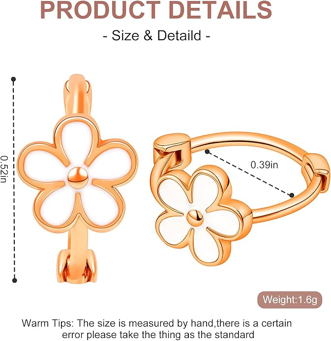 925 Sterling Silver Earrings for Women Dainty Dripping Oil Enamel Daisy Flowers Earrings Minimalist Style Jewelry Sensitive Earrings for Women Hypoallergenic Huggie Hoops