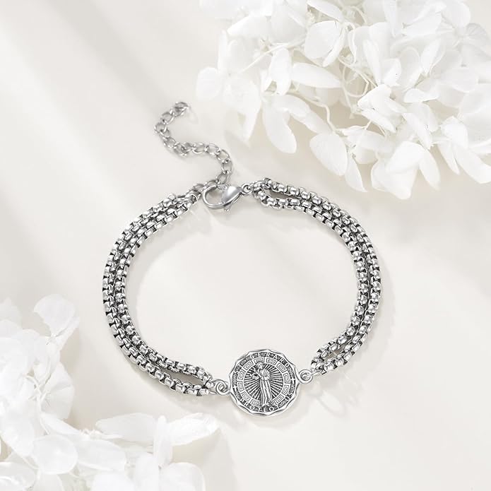 YFN Patron Saint Bracelet Sterling Silver Religious Protector Bracelet Jewelry Gift for Women Men