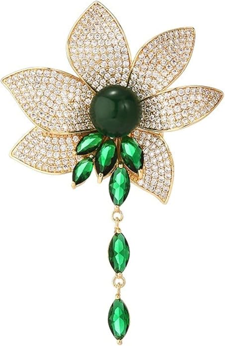 Flower Brooch for Women Girls Flower Rhinestone Brooch Gold Plated Lapel Pin Clothing Accessory Wedding Gift Fashion Jewelry for Mom Wife