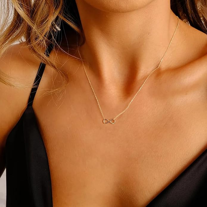 Gold Necklace for Women-14k Gold Plated Infinity Necklace Star Of David Necklace Evil Eye Cross Pendants Heart Dainty Gold Necklace For Women