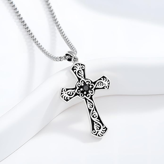 Cross Necklace for Men 925 Sterling Silver Celtic Cross Pendant Christian Jewelry Religious Christmas Gifts for Women