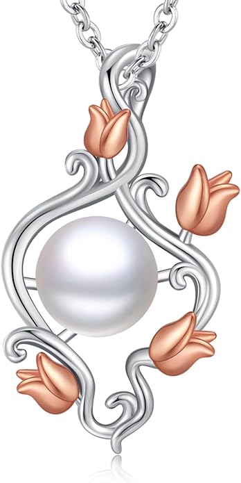Sebina Pearl Pendant Necklace for Women,925 Sterling Silver Pendant Jewelry,Anniversary Christmas Birthday Valentines Gifts for Wife, Mom, Dauhter, Girlfriend,Her