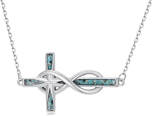 Cross Necklace for Women 925 Sterling Silver Cross Pendant Religious Christian Jewelry Faith Easter Gifts for Wife