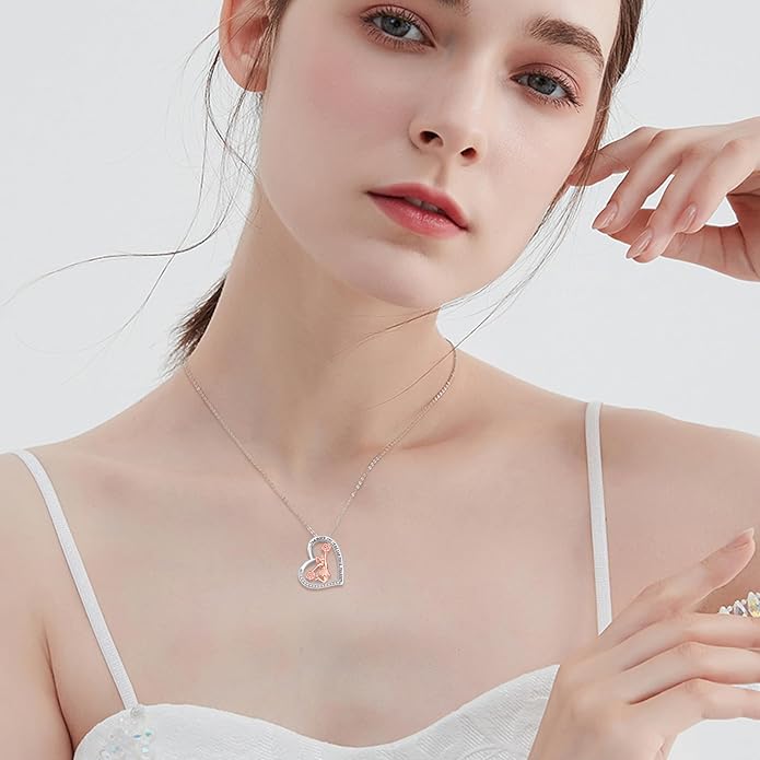 POPLYKE Sports Gifts for Girls Sterling Silver Gymnastics/Ballerina/Piano/Reading Heart-Shaped Pendant Necklace for Women