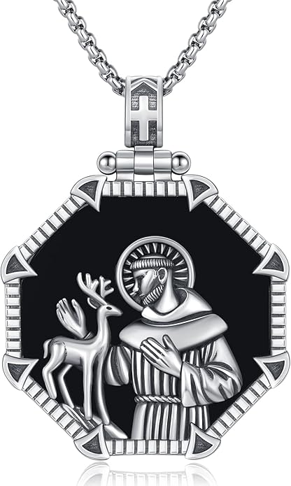Taioiat Saint Necklace 925 Sterling Silver St Necklace Amulet Pendant Jewelry Religious Gift for Men Women