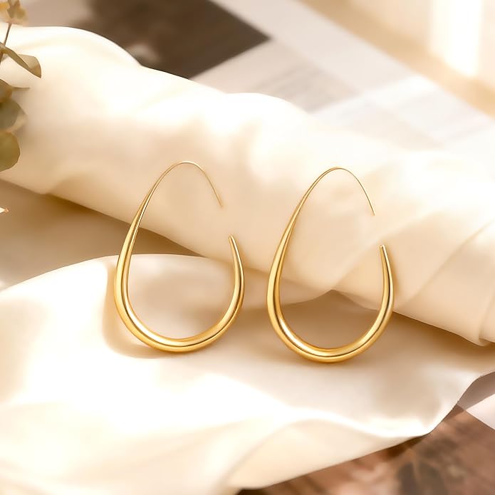 18k Gold Hoop Earrings - Hypoallergenic Silver Earrings for Women - Lightweight Hoop Jewelry 2 Pairs