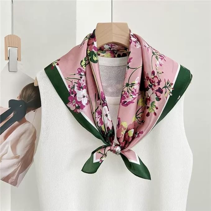 ANDANTINO 100% Mulberry Silk Square Scarf for Hair-25.6" X25.6'' Women Men Natural Silk Neckerchief Digital Printed Headscarf