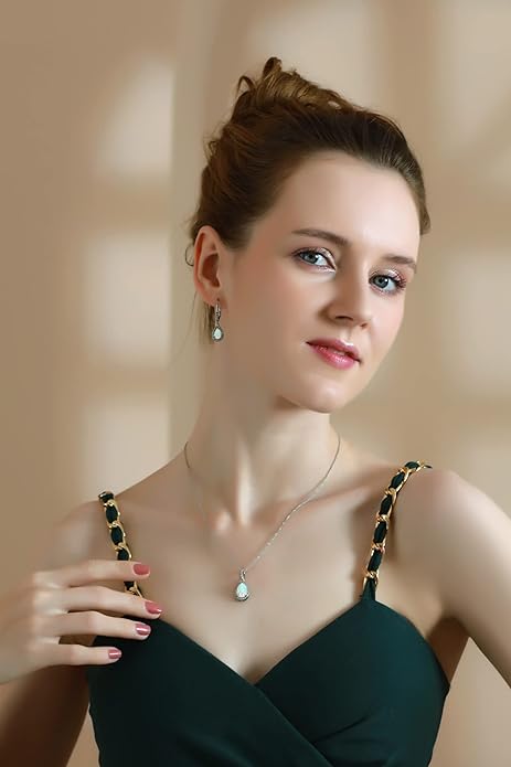 Jewelry Sets for Women, Necklace and Earring Sets for Women, Birthstone Jewelry, Genuine or Synthetic Gemstones, Teardrop Necklace and Dangle Earrings, Pendant Necklace, Sterling Silver Jewelry