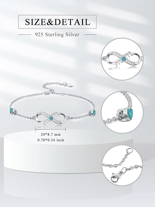 Dorunmo Infinity Bracelet Mom Bracelet 925 Sterling Silver 14K Gold Plated Infinity Heart Anklet for Women Christmas Jewelry Gifts for Wife Mom Daughter