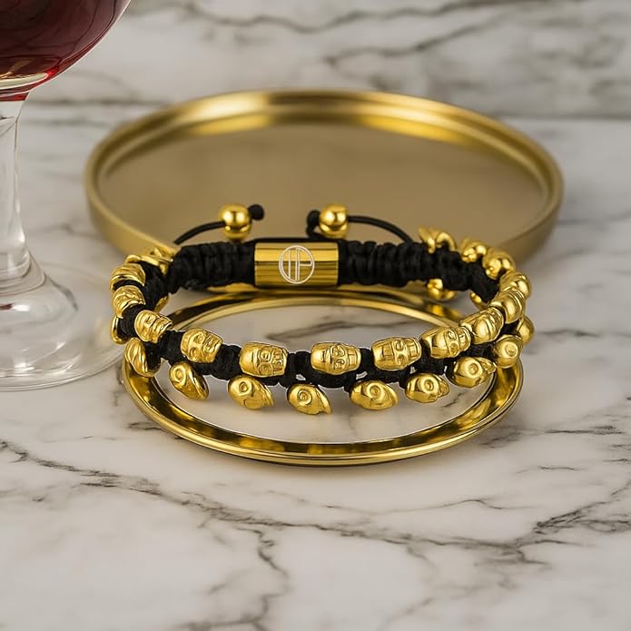 Gold-Plated Bracelets for Men 18K Gold Plated Franco Link Chain Stainless Steel Bracelet Adjustable Bracelet Mens Jewelry Birthday Gift