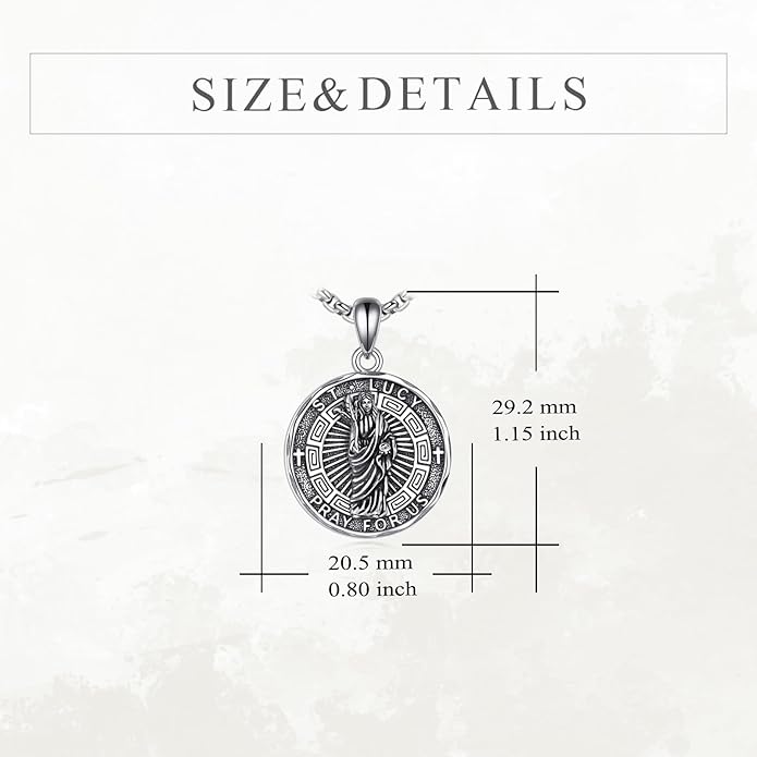 YFN Patron Saint Necklace Sterling Silver Amulet Medal Pendant Religious Protector Jewelry Gifts for Women Men