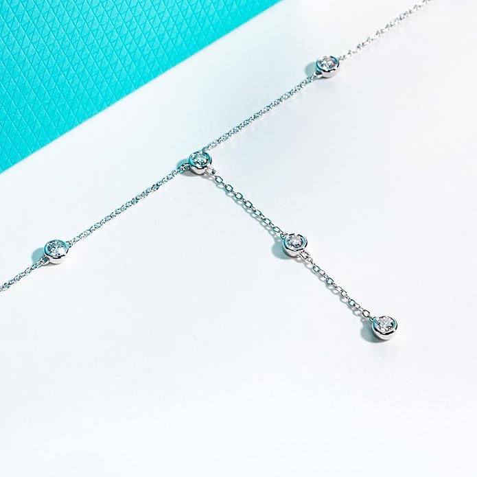 AnuClub Cushion Cut Moissanite Pendant Necklace D Color VVS1 925 Sterling Silver Refined Daily Necklace for Women with Certificate, 40+2+3cm Adjustable Chain