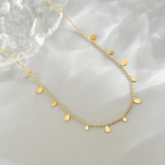 Gold Chain Necklace for Women 18K Gold Plated Stainless Steel Necklace Dainty Star Cross Heart Choker Chains Simple Delicate Minimalist Trendy Jewelry