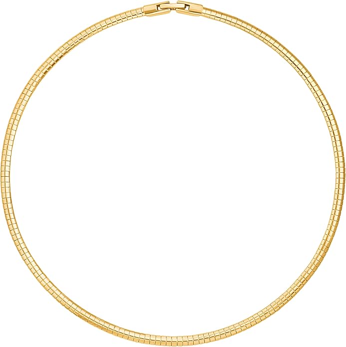 Aobei Pearl 18K Gold Plated Cuff Choker Necklace for Women Chunky Wire Chain Collar Jewelry