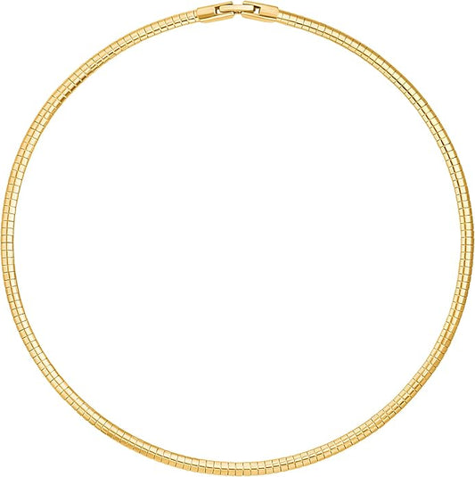 Aobei Pearl 18K Gold Plated Cuff Choker Necklace for Women Chunky Wire Chain Collar Jewelry