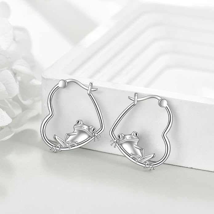 YFN Animal Earrings Sterling Silver Animal Heart Hoop Dangle Earrings Cute Jewelry Gifts for Women